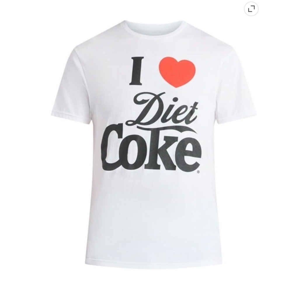 "I Heart Diet Coke" Graphic T-Shirt Mens Medium White Short Sleeve Licensed Tee
